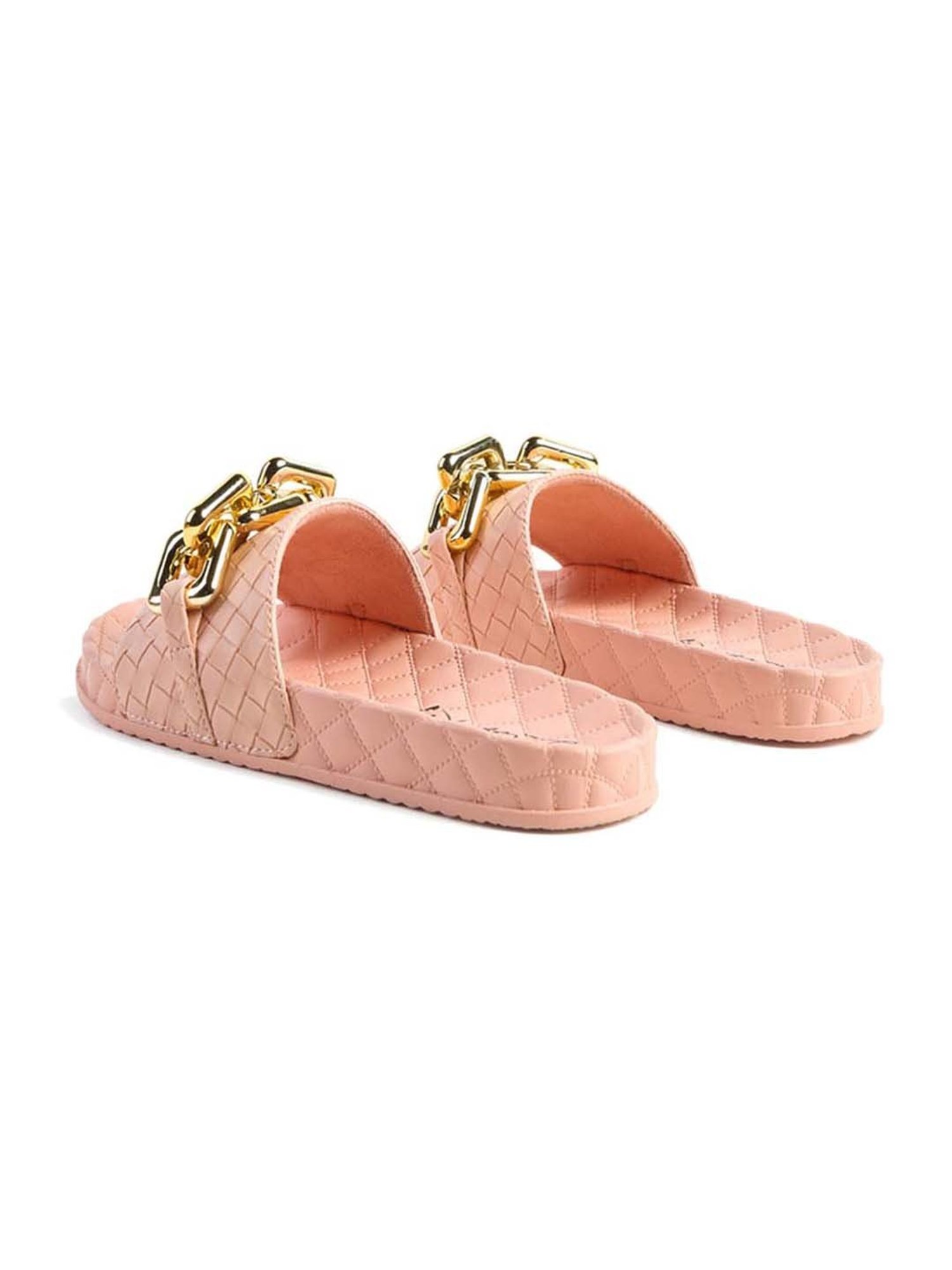 London Rag Women's Bling Chain Strap Pink Casual Sandals