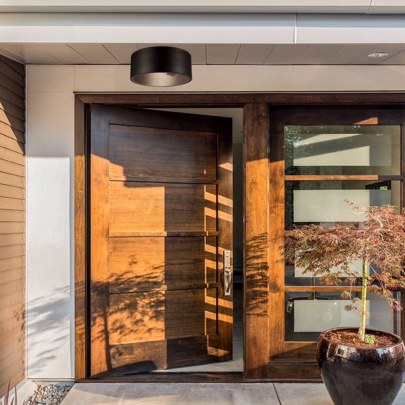 1 Light Teagan Outdoor Indoor Flush Mount Ceiling Dark Bronze - Globe Electric