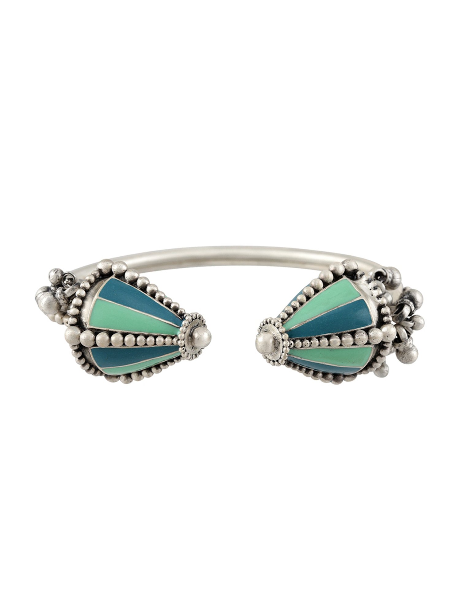 Tribe Amrapali 92.5 Sterling Silver Ramila Ghungroo Flexible fit Bracelet for Women