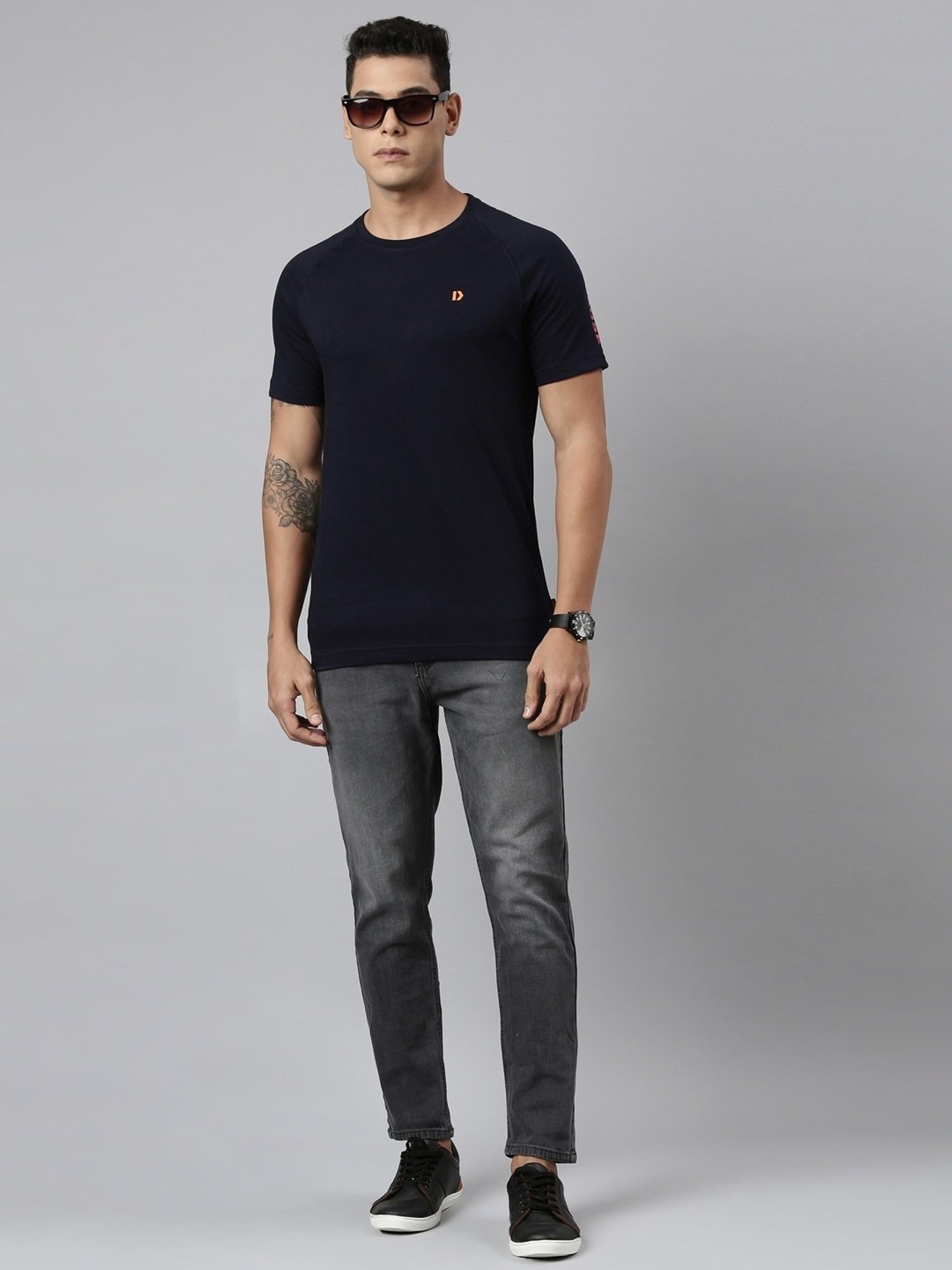 Dixcy Scott Maximus Blue Cotton Regular Fit T-Shirt