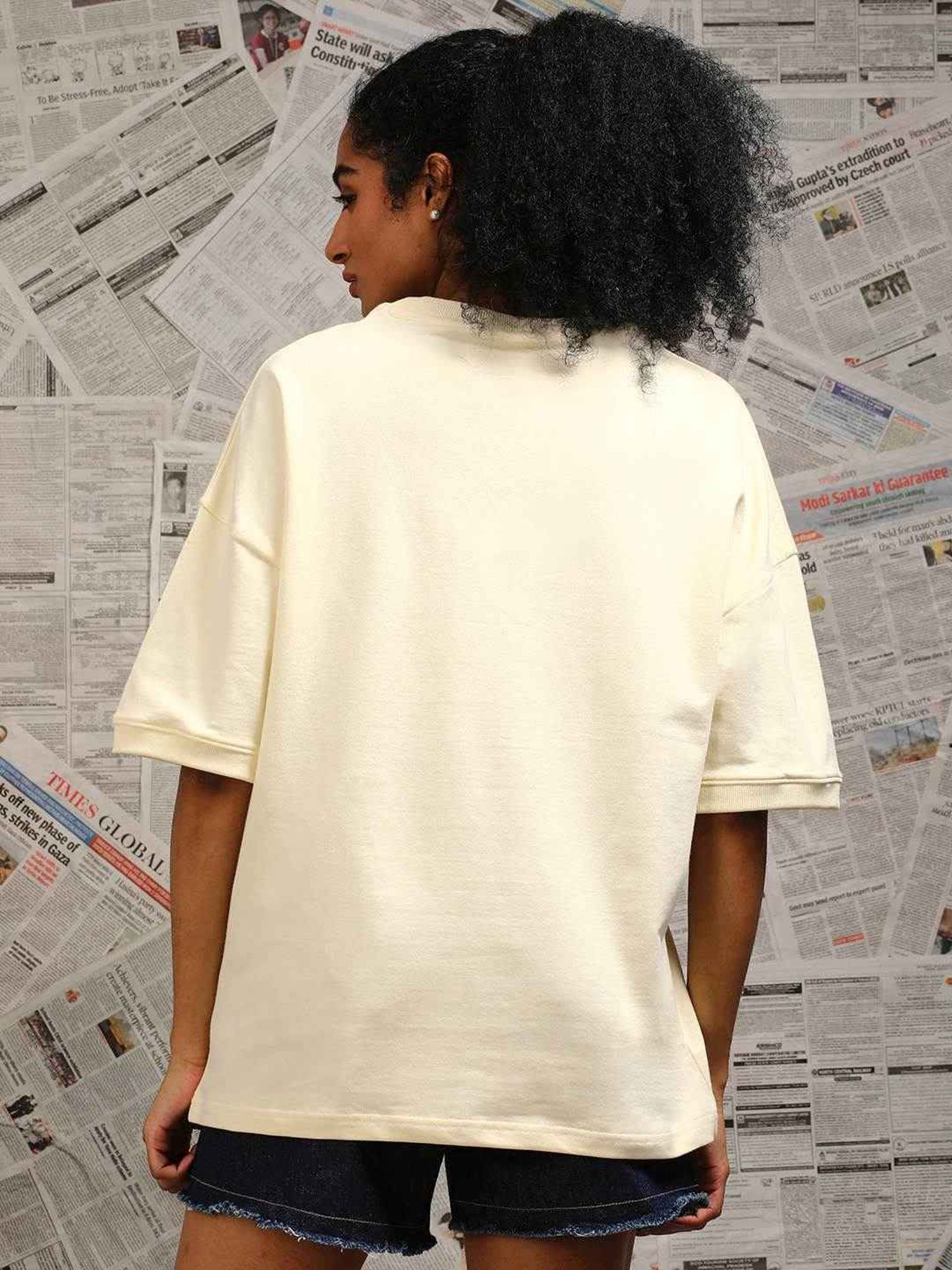 Difference Of Opinion Off White Loose Fit Printed Unisex T-Shirt