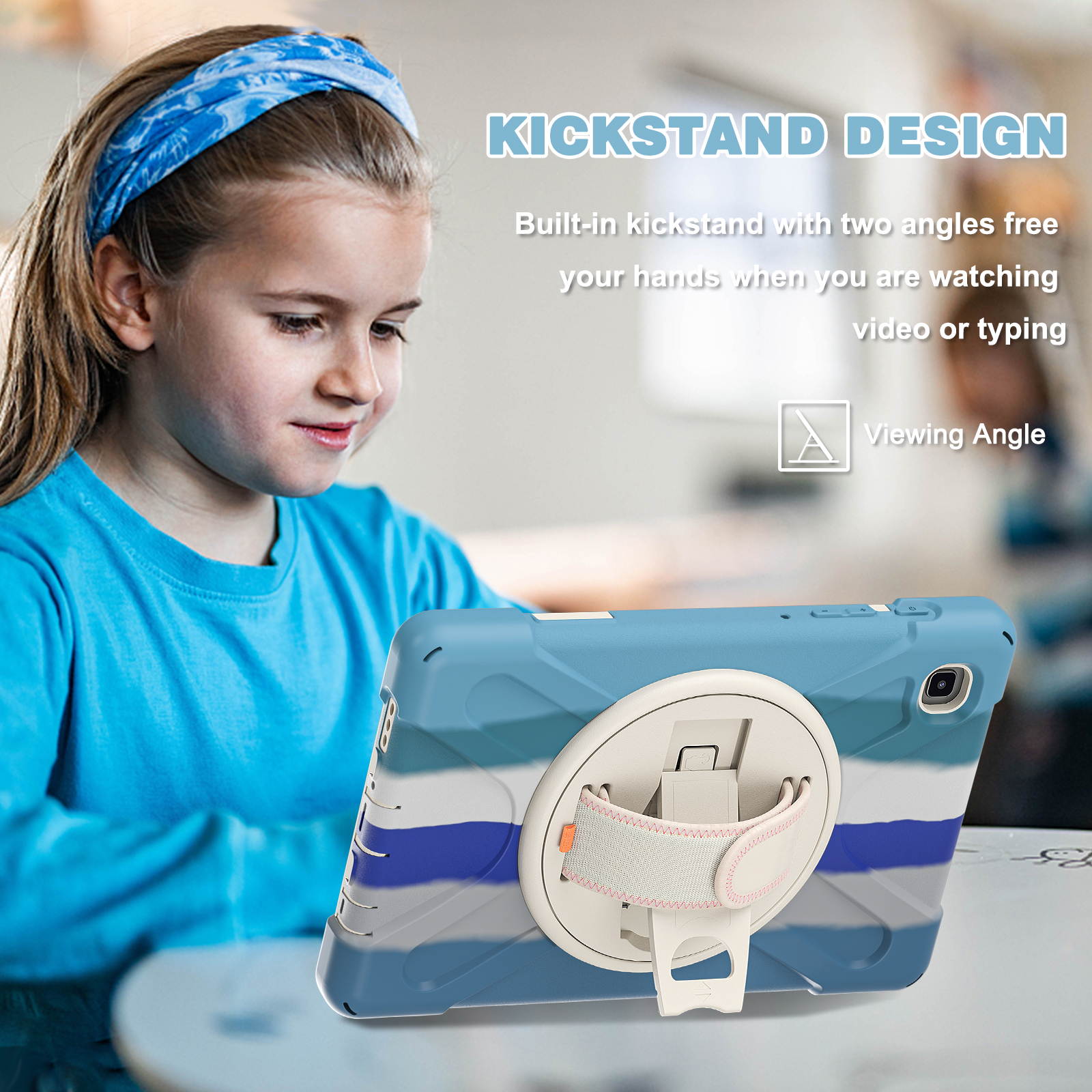 Galaxy Tab A7 Lite Case, Heavy Duty Rugged Shockproof Case with Adjustable Hand Strap, Carrying Shoulder Strap, Rotating Kickstand for Samsung galaxy Tab A7 Lite 8.7 inch 2021 Model SM-T220 SM-T225