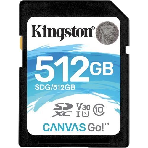 Kingston Canvas Go! 512GB SDXC 90R/45W U3 UHS-I V30 Flash Memory Card (SDG/512GB)