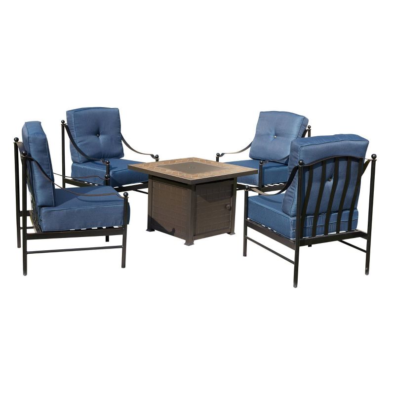 5pc Conversation Steel Patio Seating Sets Blue - Lokatse