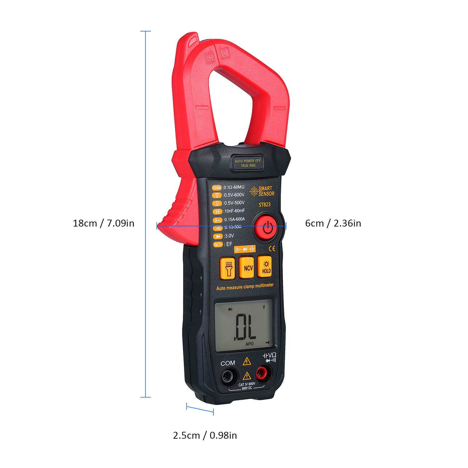 SMART SENSOR Digital Clamp Meter High Precision Automatic Range Multimeter AC Clamp Ammeter Clamp Gauge ST823