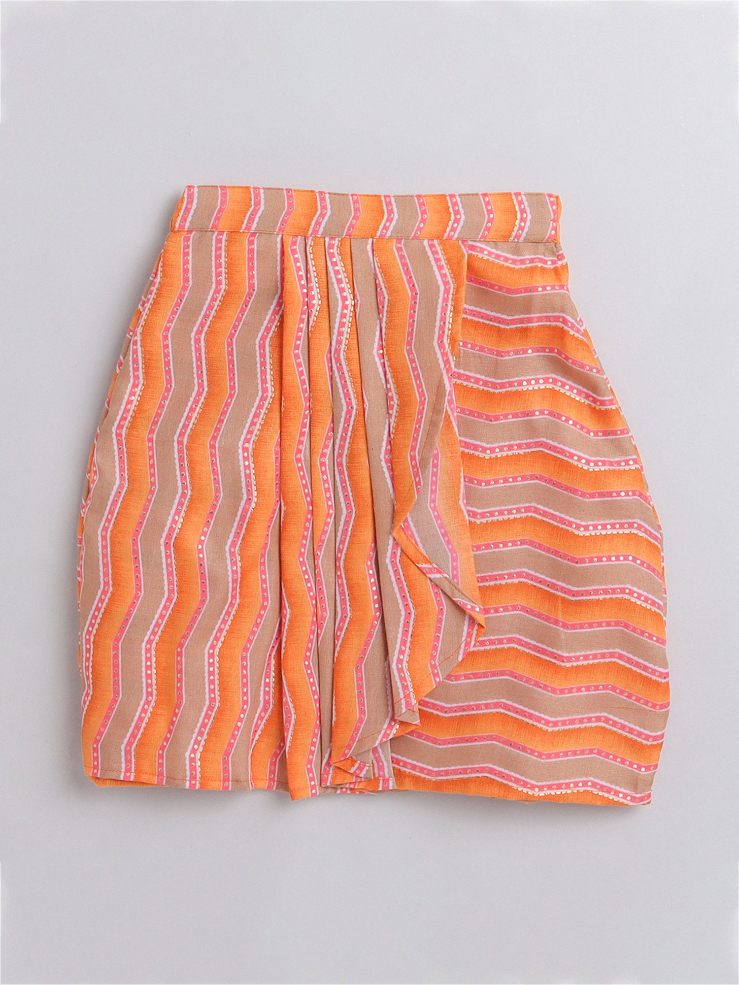 Many Frocks Kids White & Orange Shimmer Lehenga, Choli with Dupatta