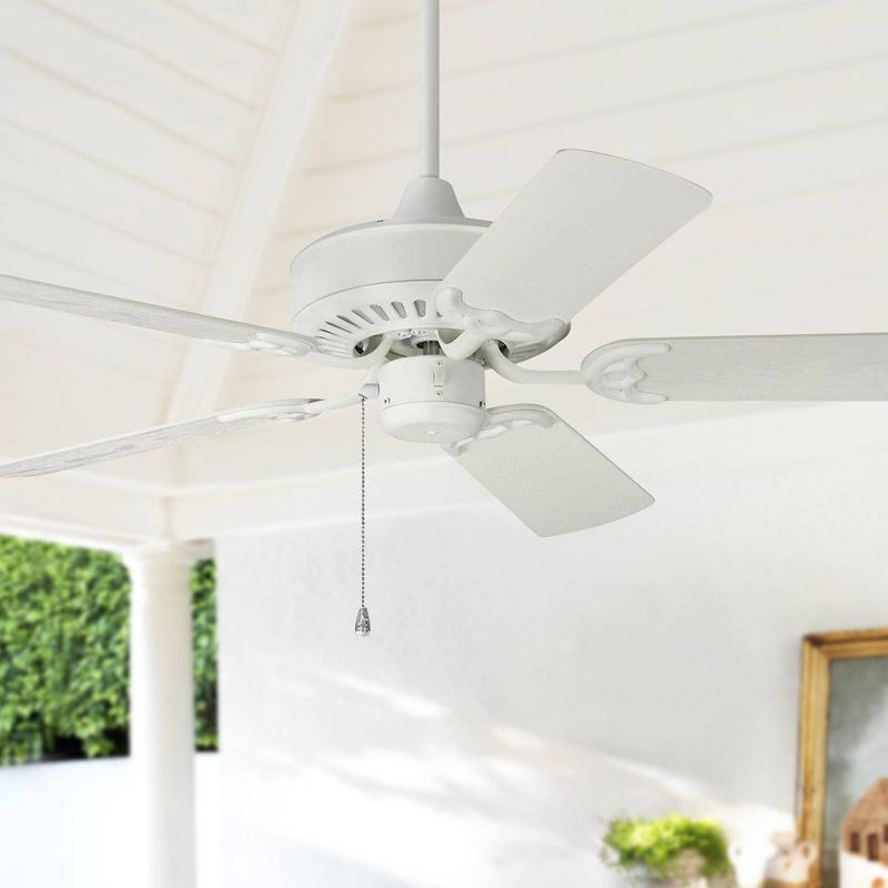 44" Monte Carlo Haven Matte White Pull Chain Wet Ceiling Fan