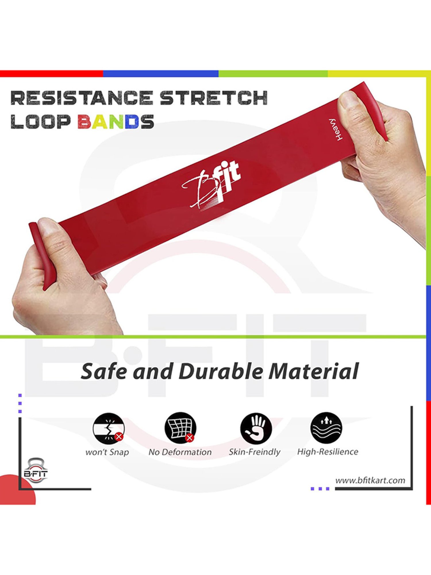 B Fit Resistance Loop Exercise Bands Set of 5 (Multicolor)