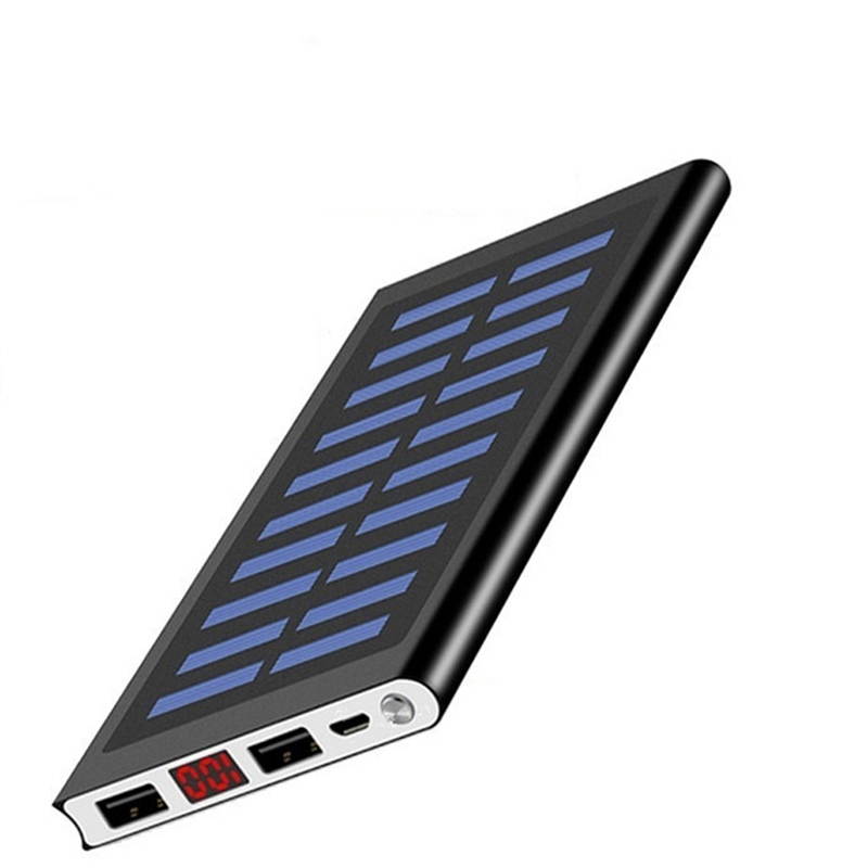 The Lastest Ultra Thin 9mm Solar Power Bank 500000 Mah Ultra High Capacity External Solar Charger Powerbank for All Mobile Phone for Outdoors/camping/explore