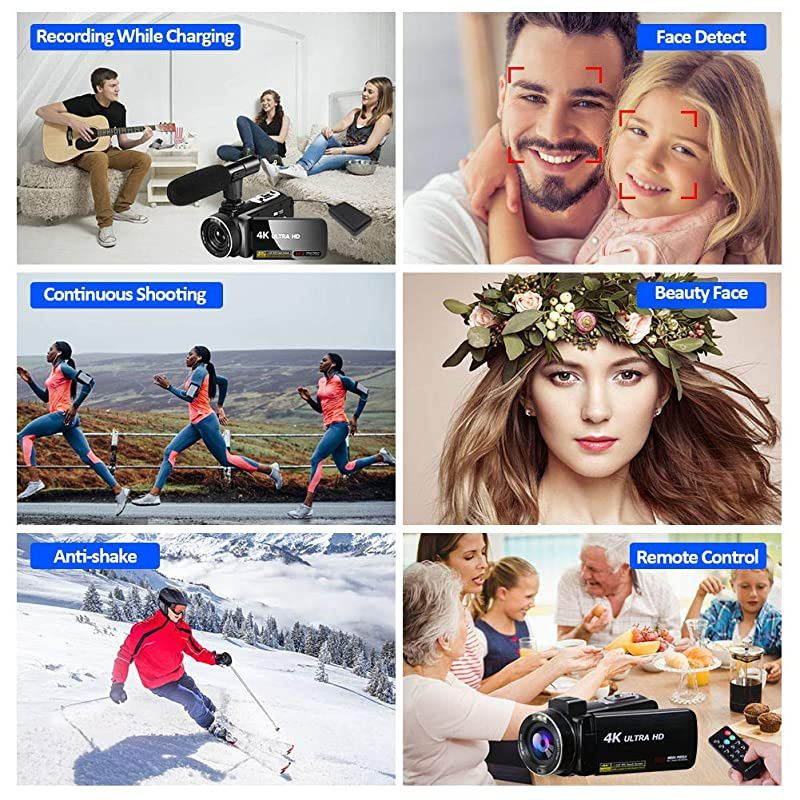 4K Video Camera Camcorder Digital YouTube Vlogging Camera Recorder UHD 30MP 3 Inch Touch Screen 18X Camcorder with Microphone,2 Batteries