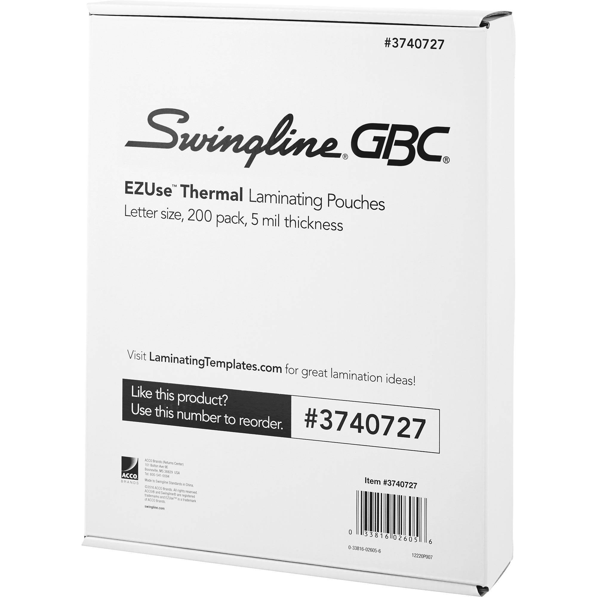 Gbc EZUse Thermal Laminating Pouches Letter Size 5 Mil 200 pcs -