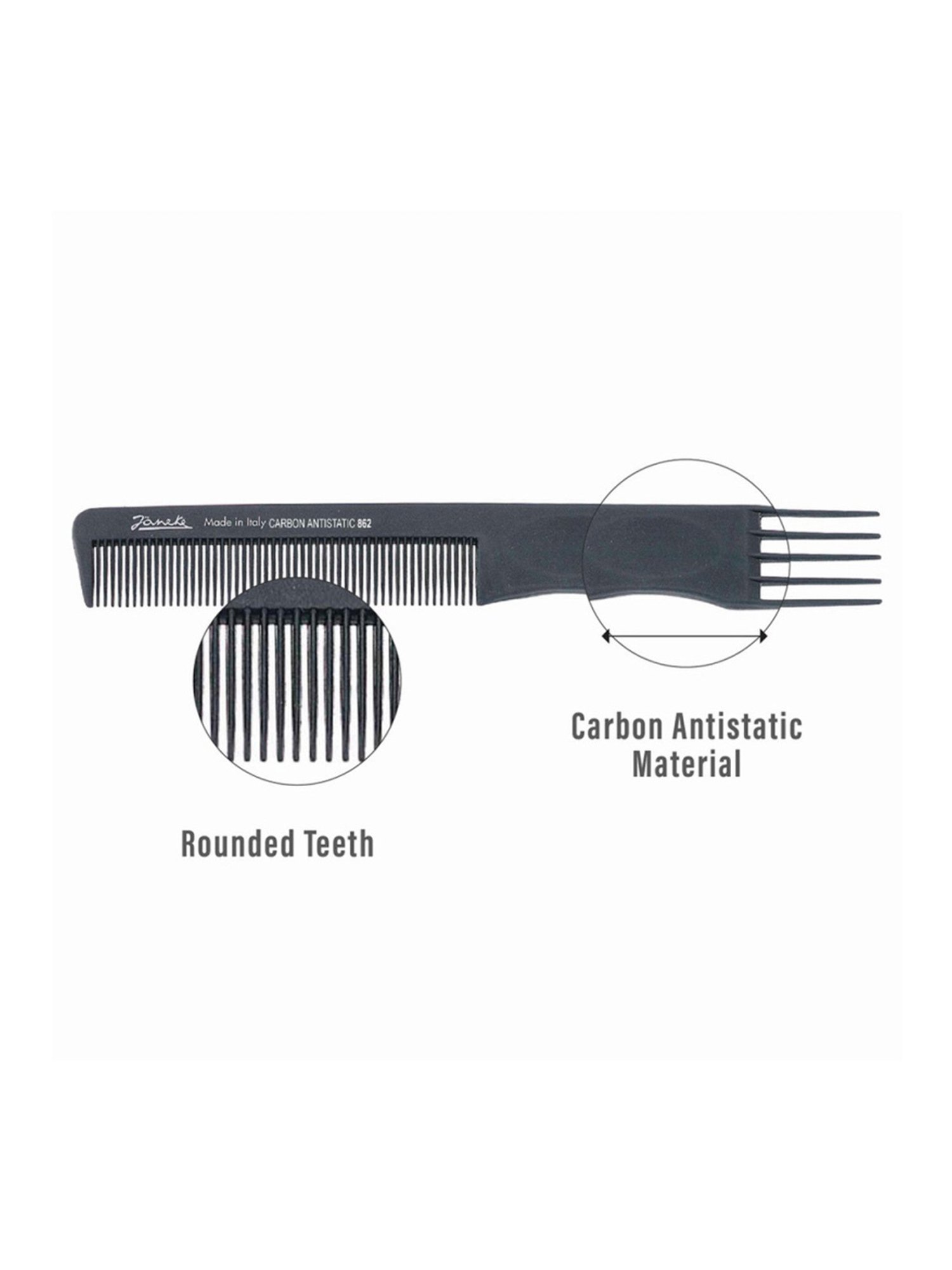 Janeke 1830 Professional Tous Types Teasing Carbon Fibre Hair Comb - 21 cm
