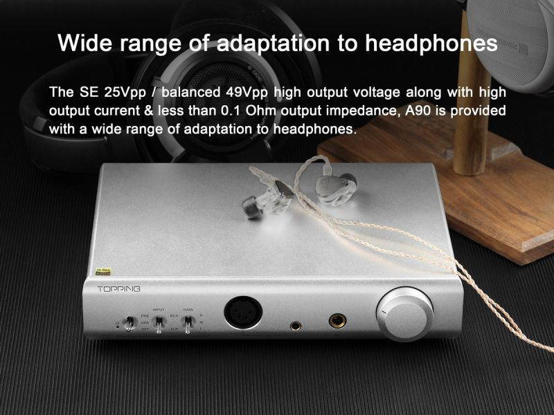 TOPPING A90 Headphone Amplifier 4.4mm XLR Desktop HiFi Full Balanced Amplifier Pre-Amplifier