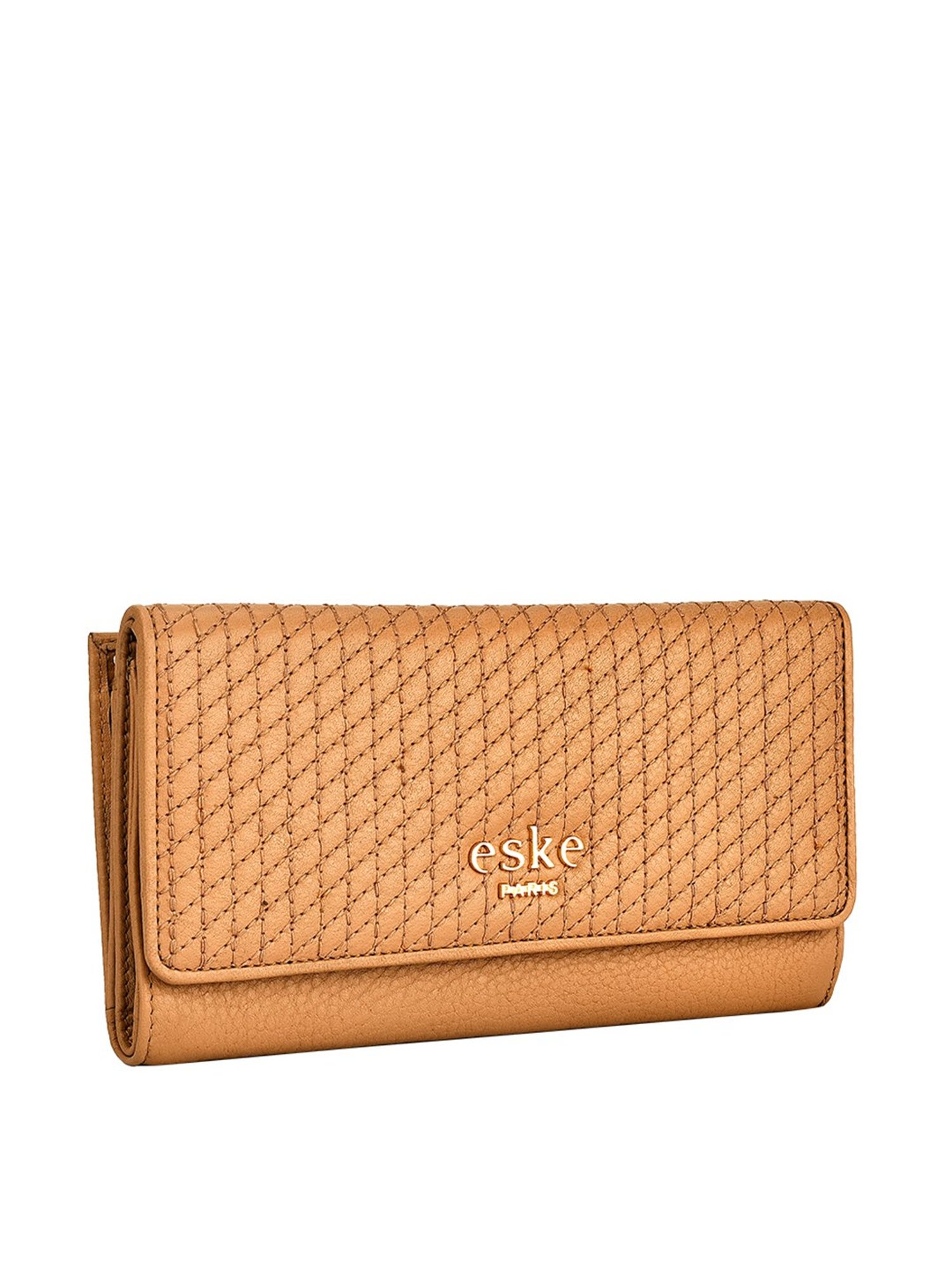 Eske Sophie Brown Textured Tri-Fold Wallet for Women