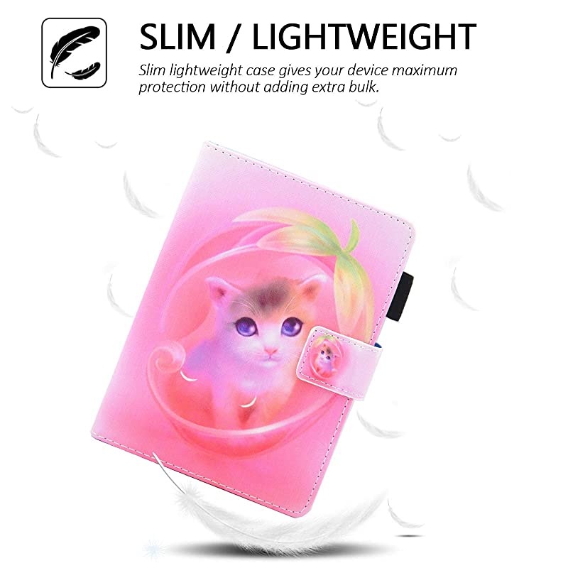 Kindle Paperwhite Case,  Ultra Thin Lightweight Folio Stand Smart Magnetic Cover with Card Slots [Auto Sleep/Wake] for 6.0"  Kindle E-Reader (Fit 2012/2013/2015/2016/2018 Version), Pink Cat