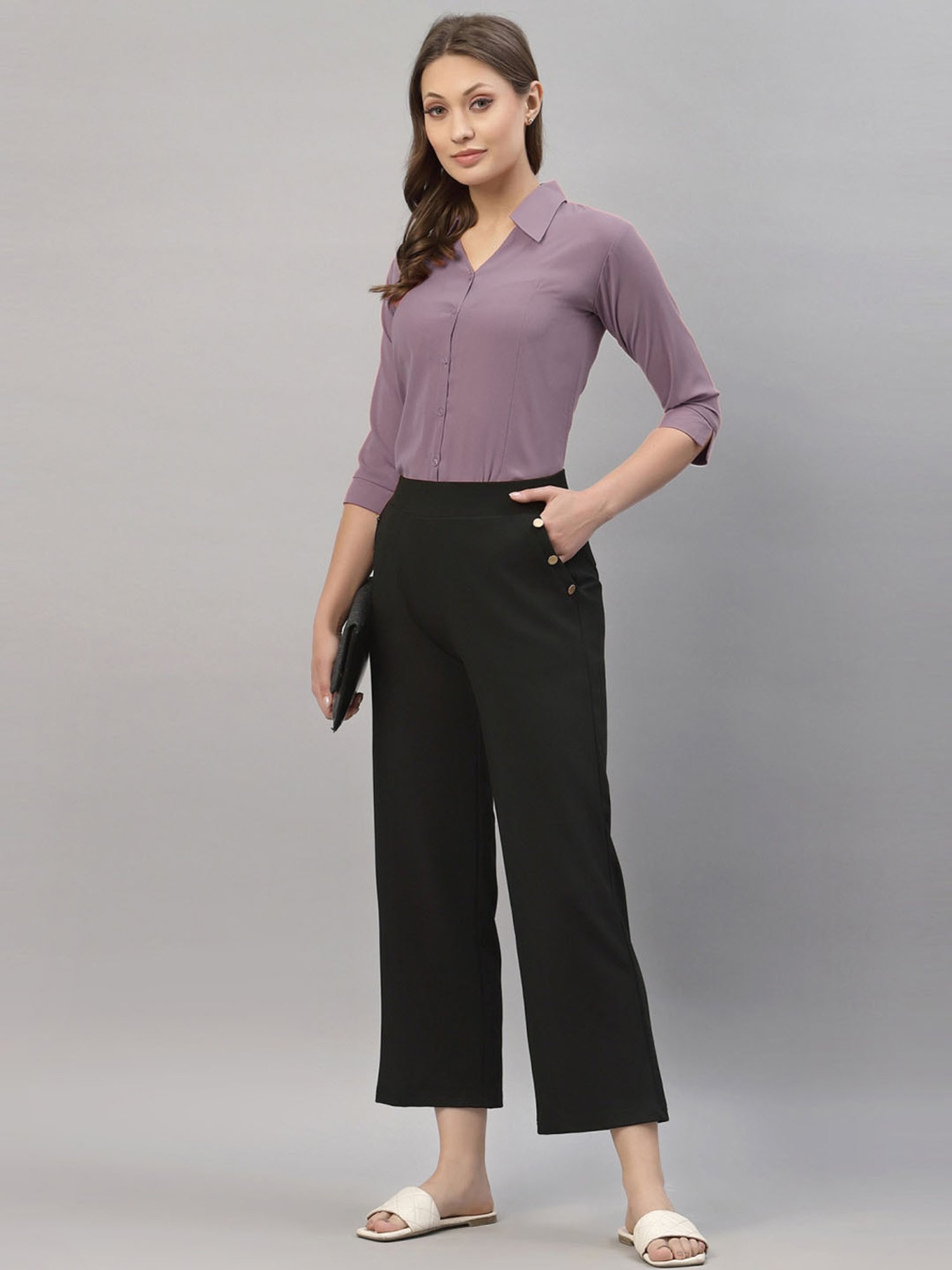 SELVIA Purple Regular Fit Formal Shirt