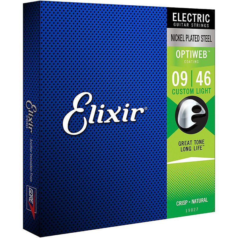 Elixir Electric Guitar Strings with OPTIWEB Coating, Custom Light (.009-.046) - 2 Pack