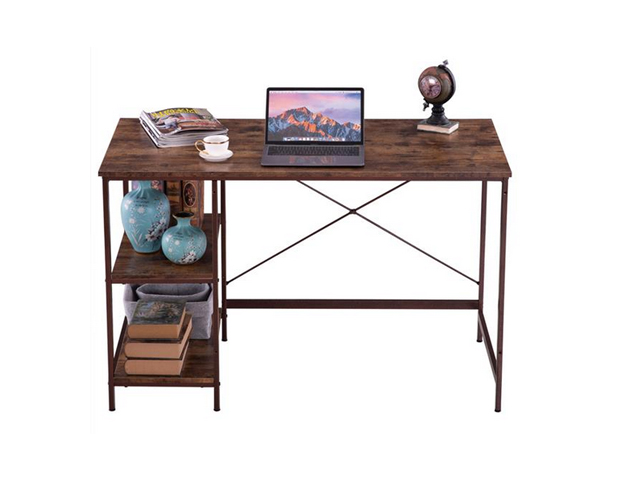 Home Office Computer Desk, 47 inch Sturdy Writing Desk with 2-Tier Storage Shelves, Modern Simple Style PC Desk, for Home, Office, Study Room, Bedroom,GT182