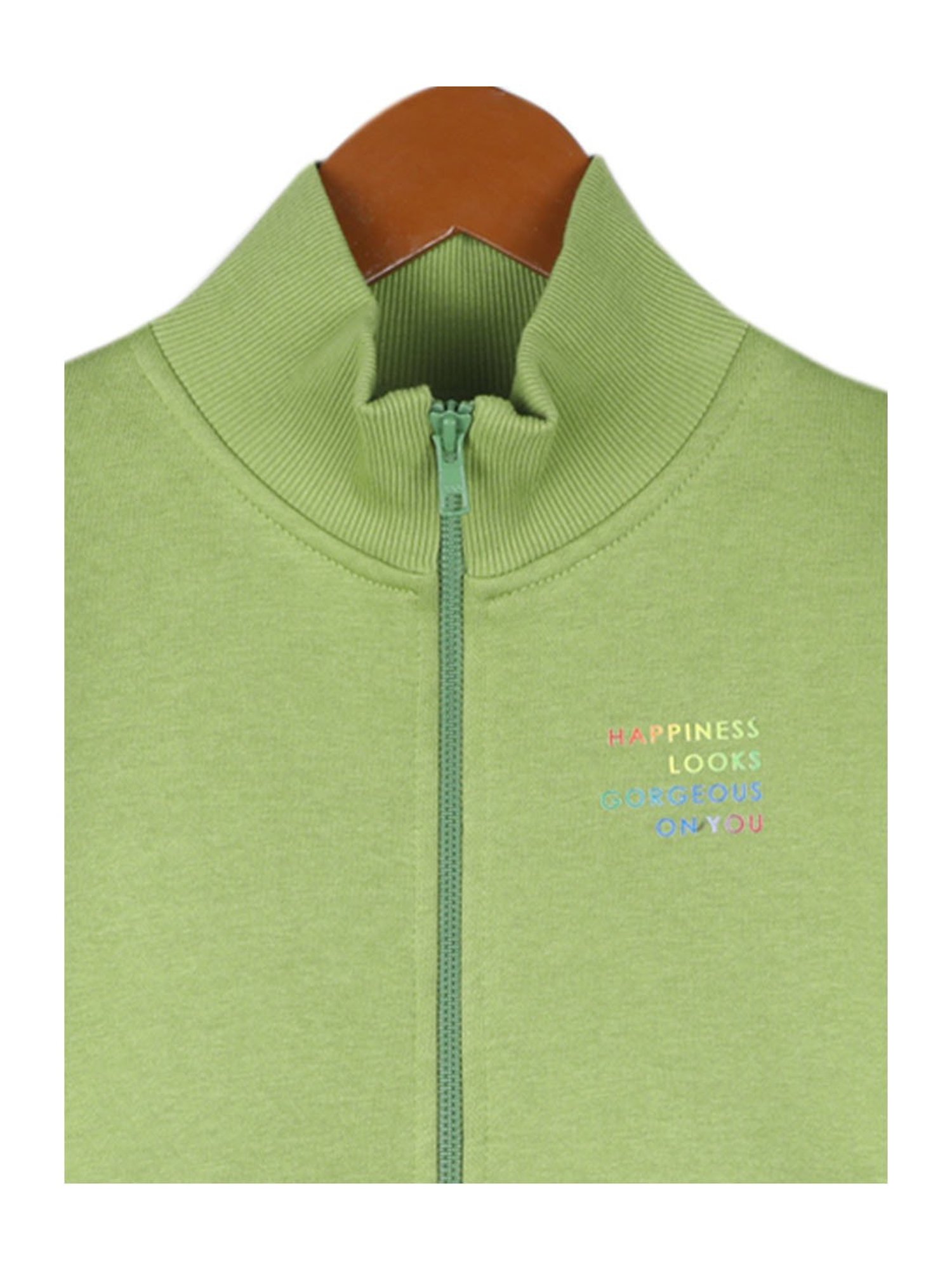 Monte Carlo Kids Green Solid Full Sleeves Sweatshirt