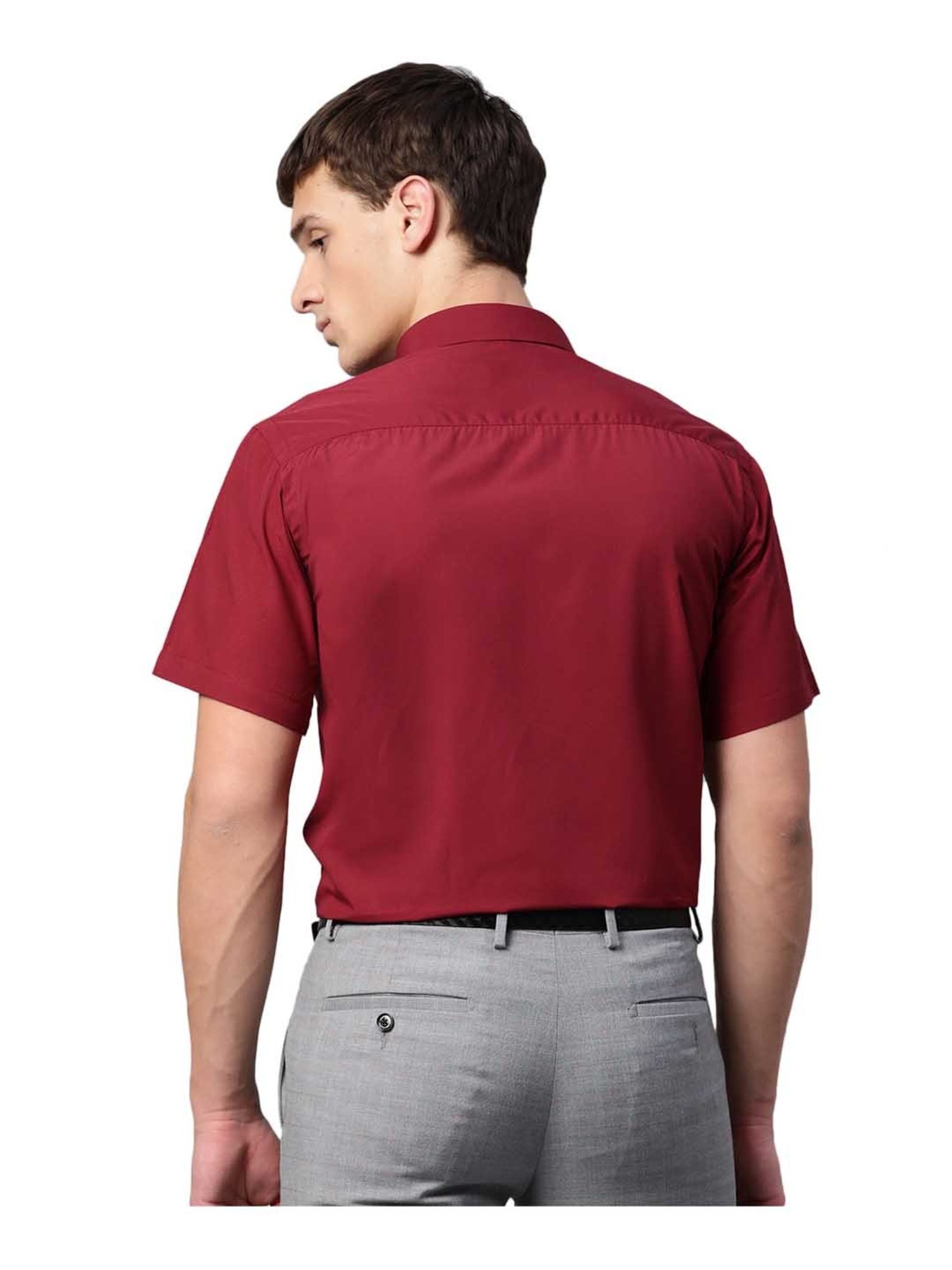 English Navy Maroon Short Sleeves Shirt