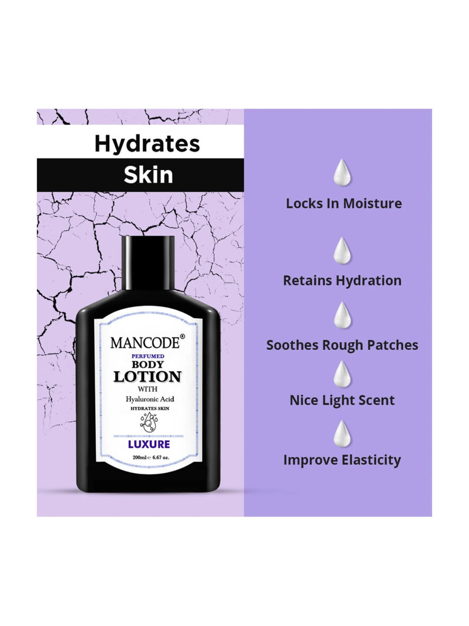 Mancode Luxure Perfumed Body Lotion with Hyaluronic Acid - 200 ml