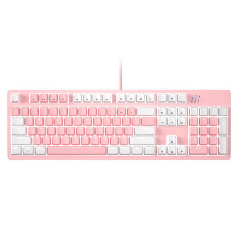 Mechanical Pink Gaming Keyboard Magegee MK-Armor LED Rainbow Backlit and Wired USB 104 Keys Keyboard with Blue Switches, for Windows PC Laptop Game