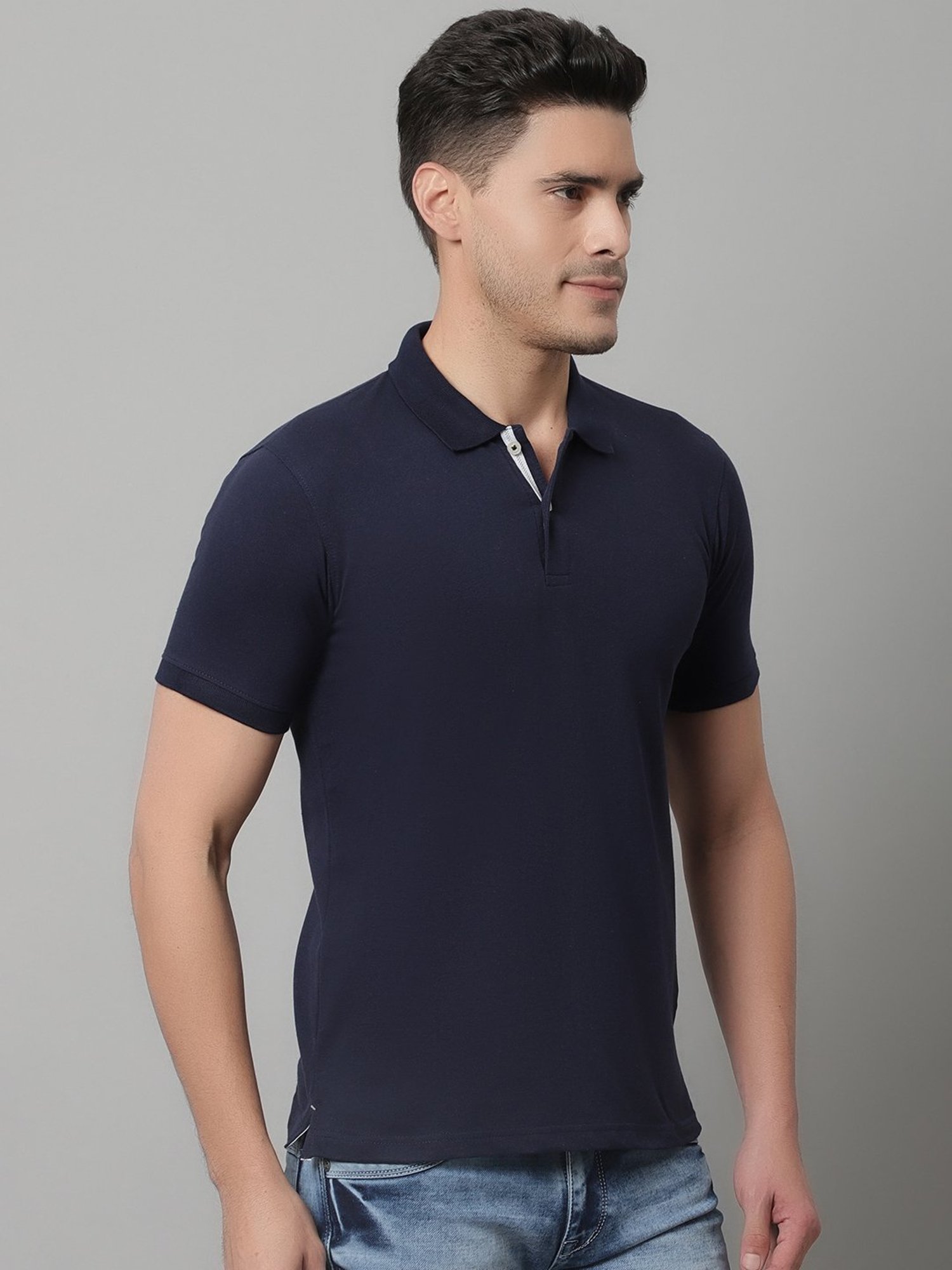 Cantabil Navy Regular Fit Polo T-Shirt