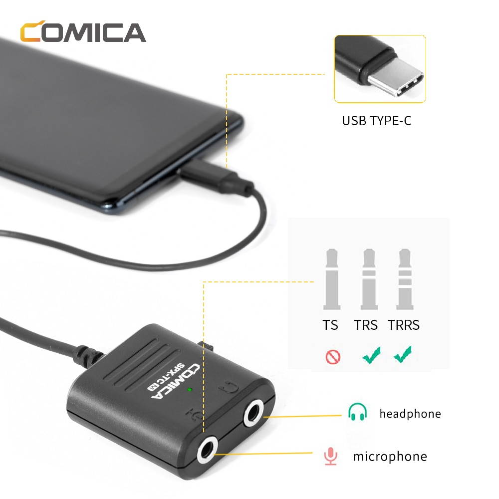 Comica SPX TC Multi Functional 3.5mm TRS &TRRS to USB TYPE C Audio Cable Adapter for Huawei/Samsung/HTC Smartphone (1pcs)