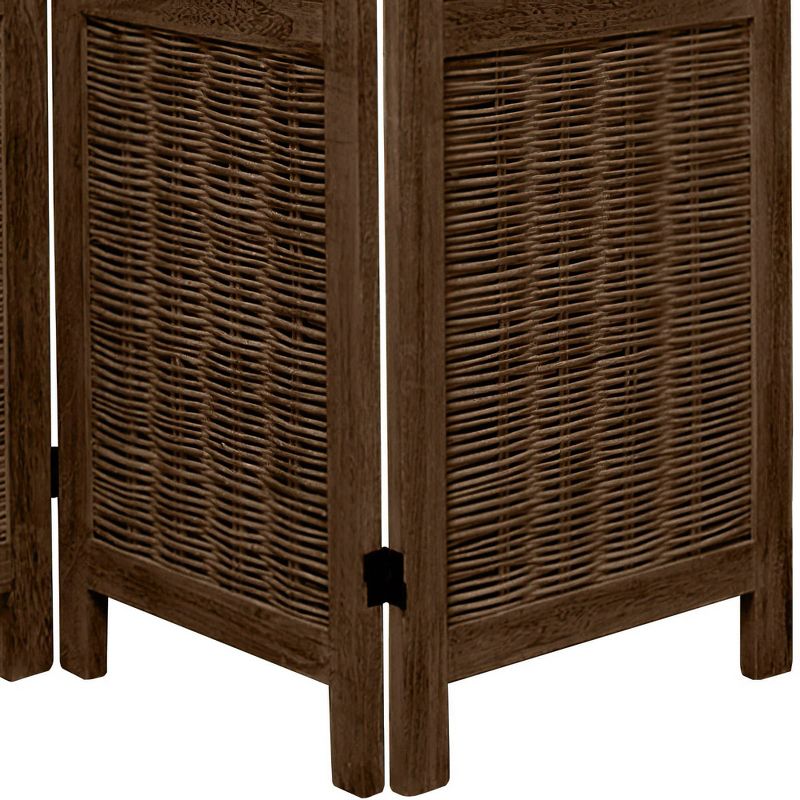 5 1/2 ft. Tall Bamboo Matchstick Woven Room Divider - Burnt Brown (3 Panel)