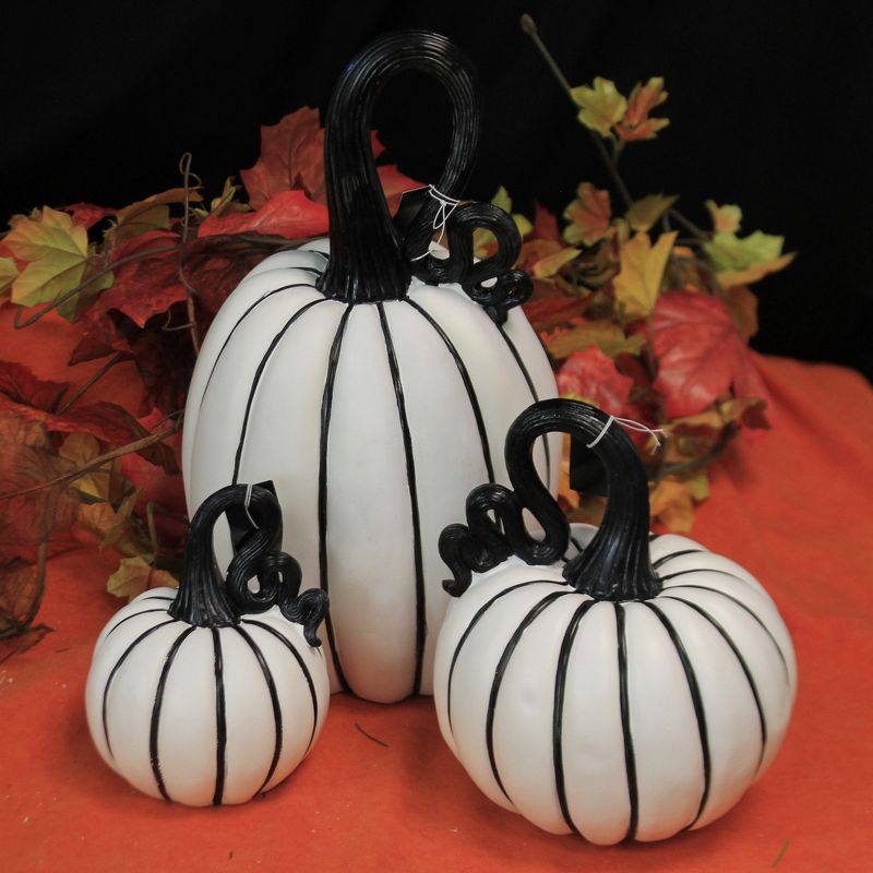 Halloween 13.0" Black And White Pumpkins Matte Finish  -  Decorative Figurines