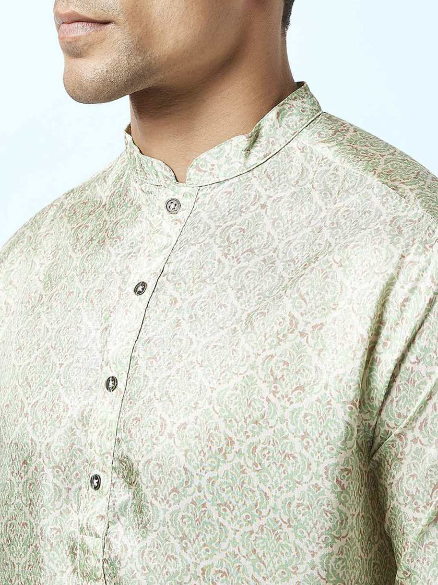 Indus Route by Pantaloons Green Regular Fit Printed Kurta