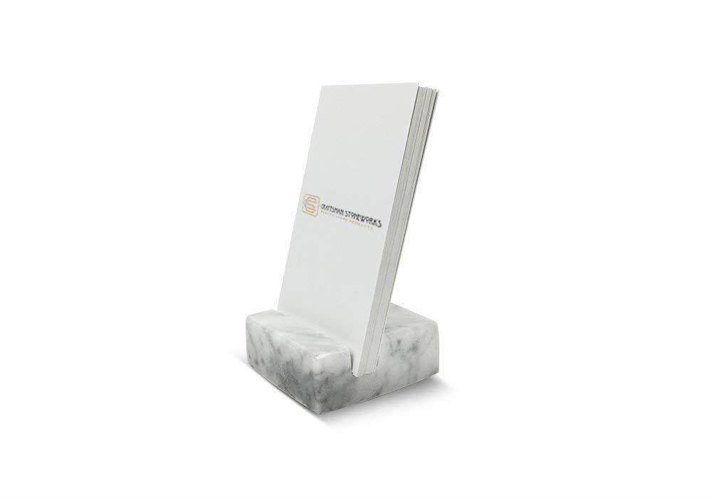 Vertical Business Card Holder White Carrara Marble