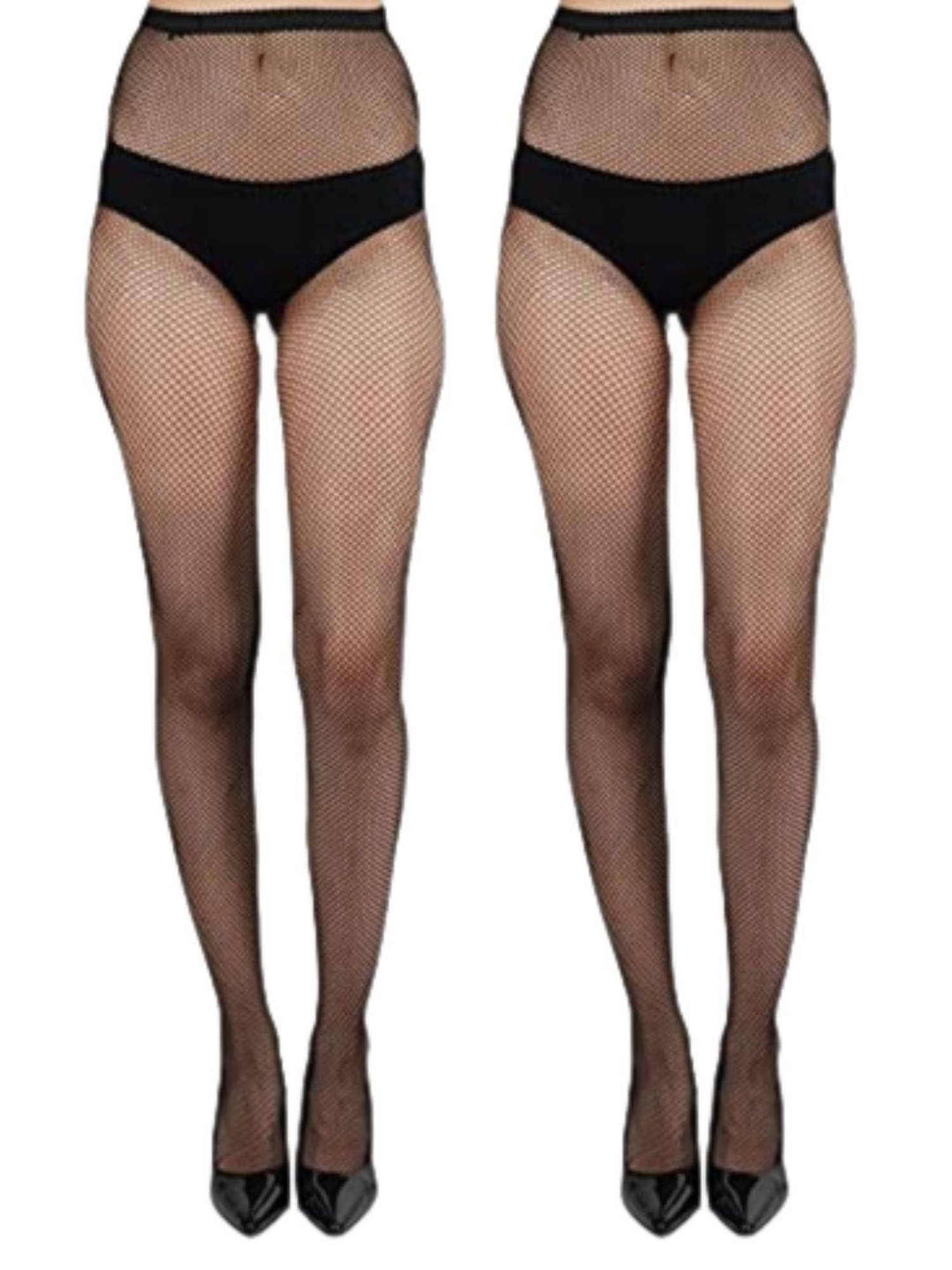 NEXT2SKIN Black Nylon Mesh Pantyhose Stockings - Pack of 2