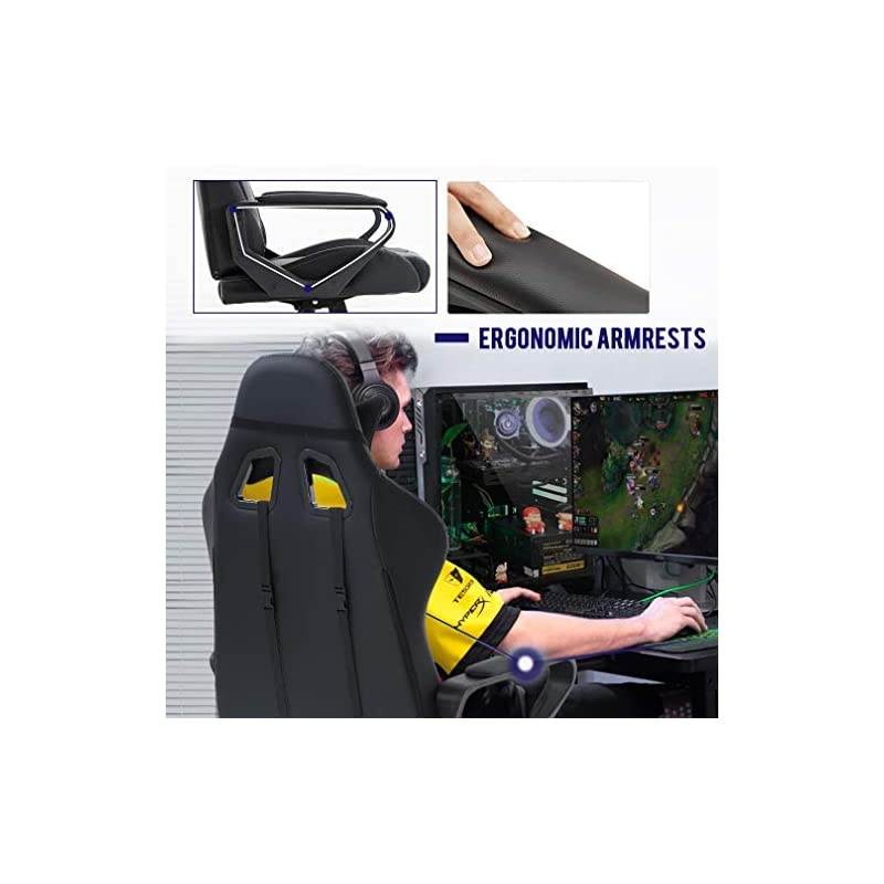 Back Gaming Chair PC Office Chair Racing Computer Chair Task PU Desk Chair Ergonomic Swivel Rolling Chair with Lumbar Support Headrest for Back Pain Women Adults Gamer (White)