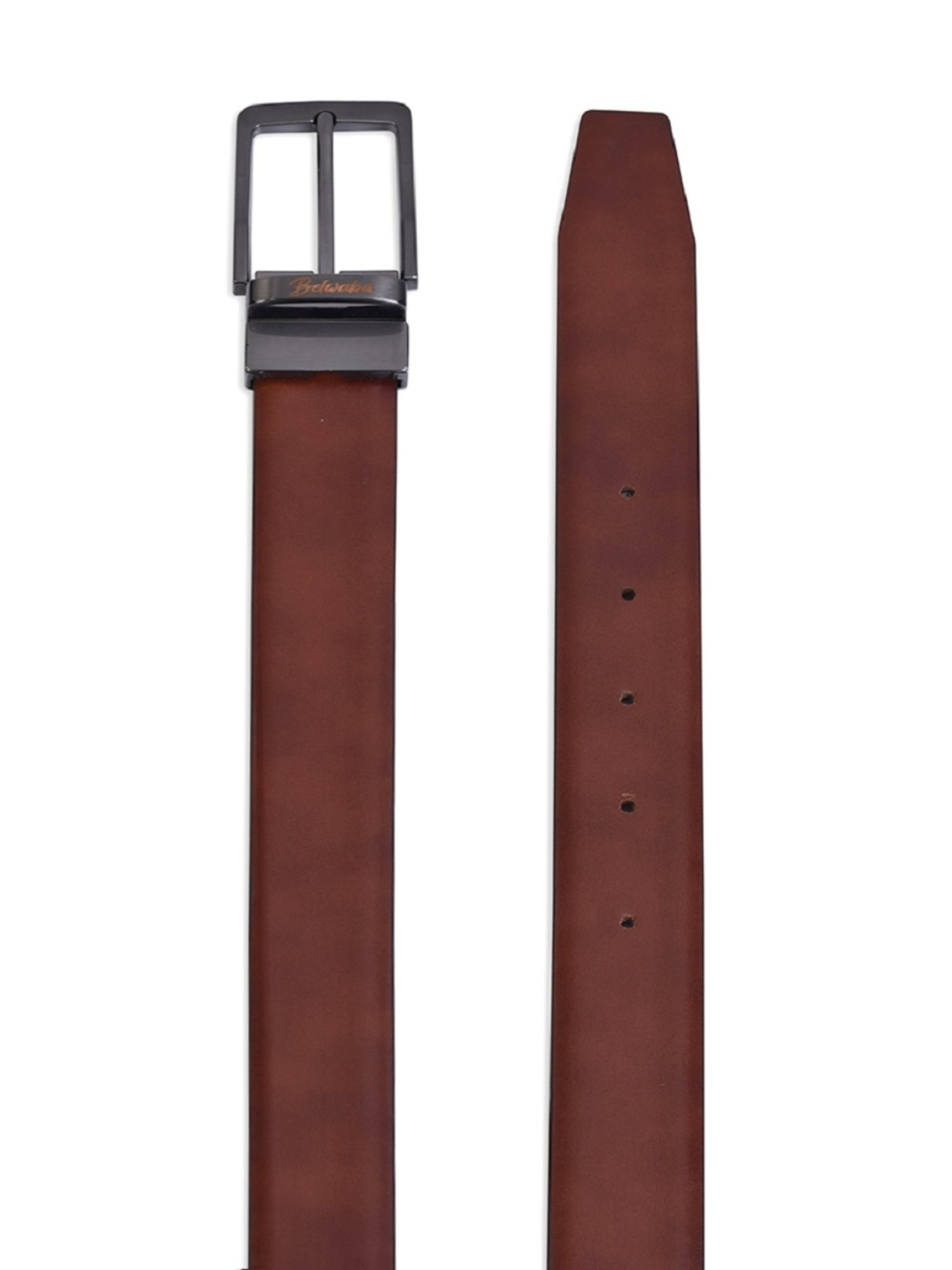 BELWABA Tan & Brown Formal Reversible Leather Belt for Men