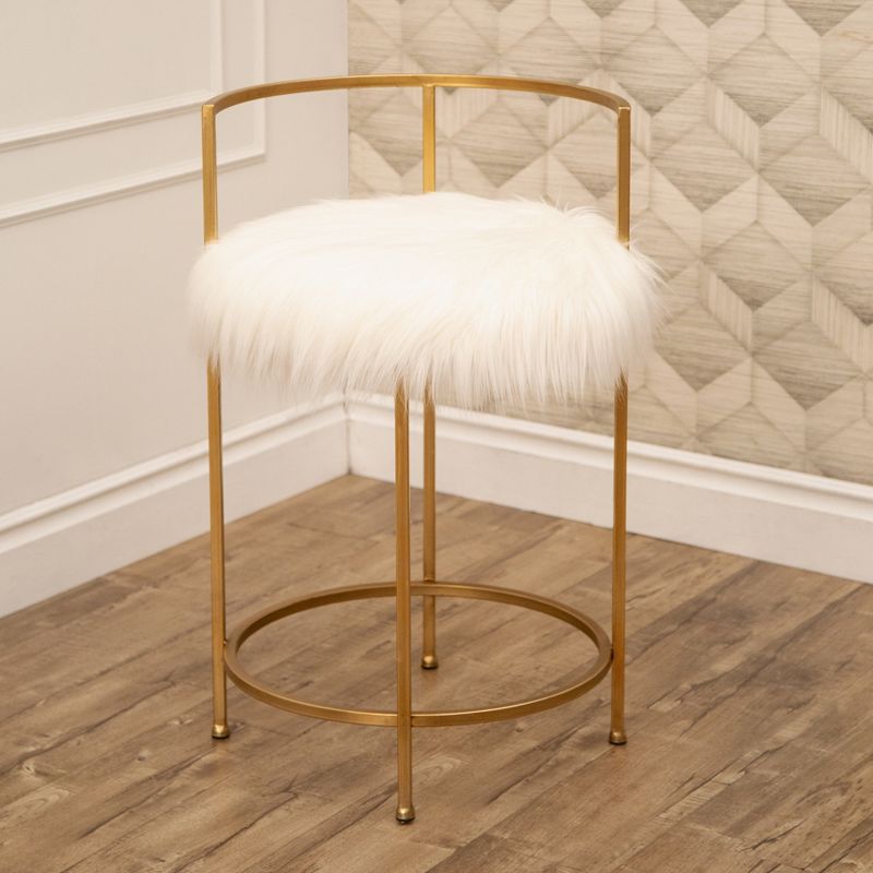 Louise Faux Fur Counter Height Barstool Gold - Abbyson Living