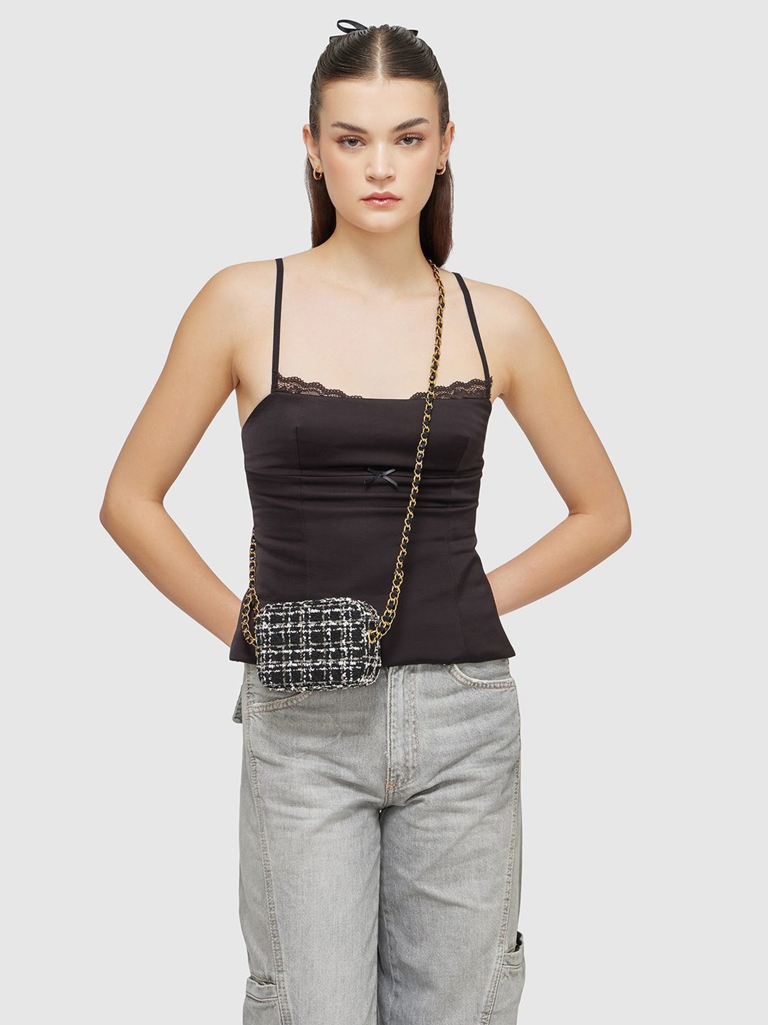 Miraggio Donna Black Small Textured Cross Body Bag