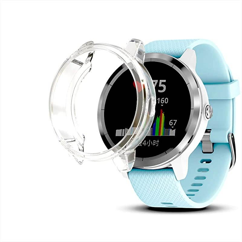 Compatible with Garmin Vivoactive 3 Case Super Thin TPU Plated Bumper Protector Shiny Protective Cover Lightweight Slim Shell Shockproof Frame Accessories for Garmin Vivoactive 3 Clear+Clear