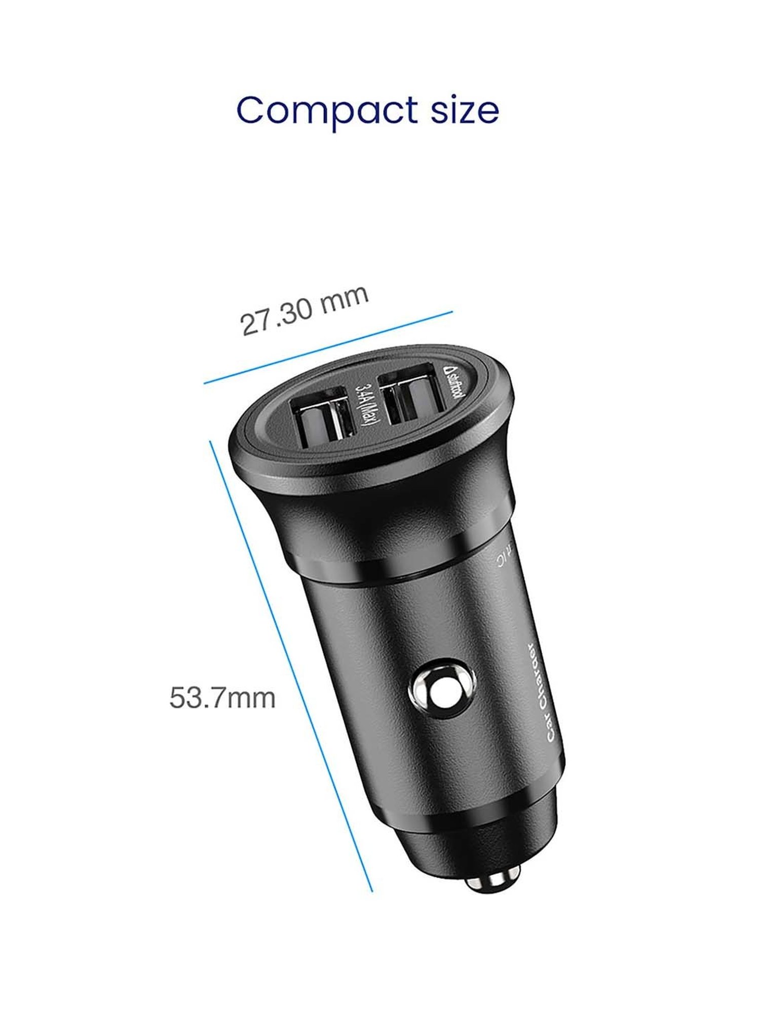 Stuffcool CKISO34M-BLK 3.4 Amp Dual Port Micro USB Cable Car Charger (Black)
