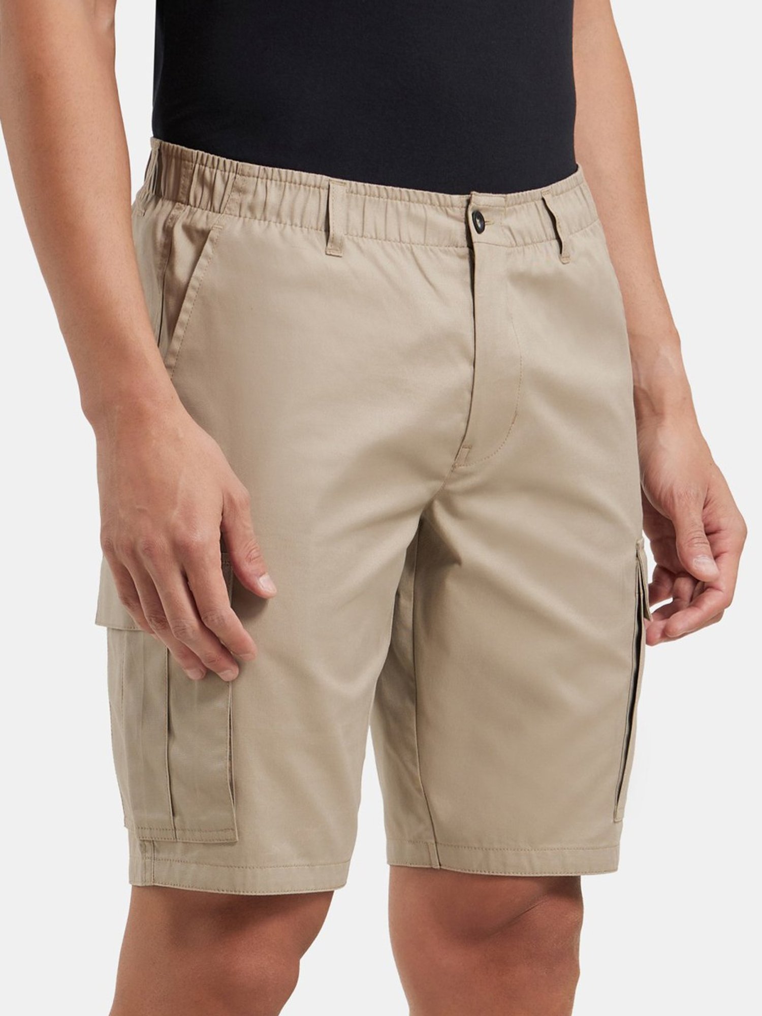 Jockey Khaki Cotton Straight Fit Cargo Shorts
