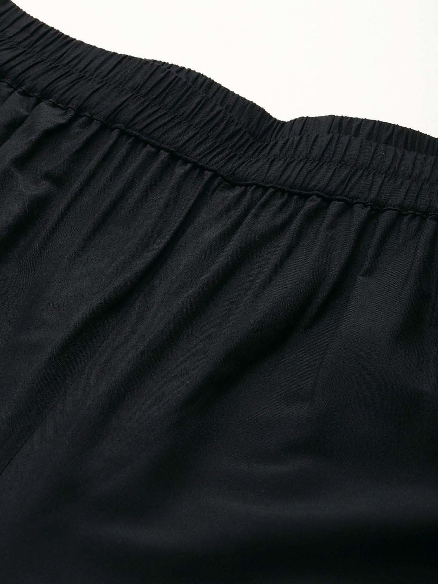 Varanga Black Cotton Embroidered Pants