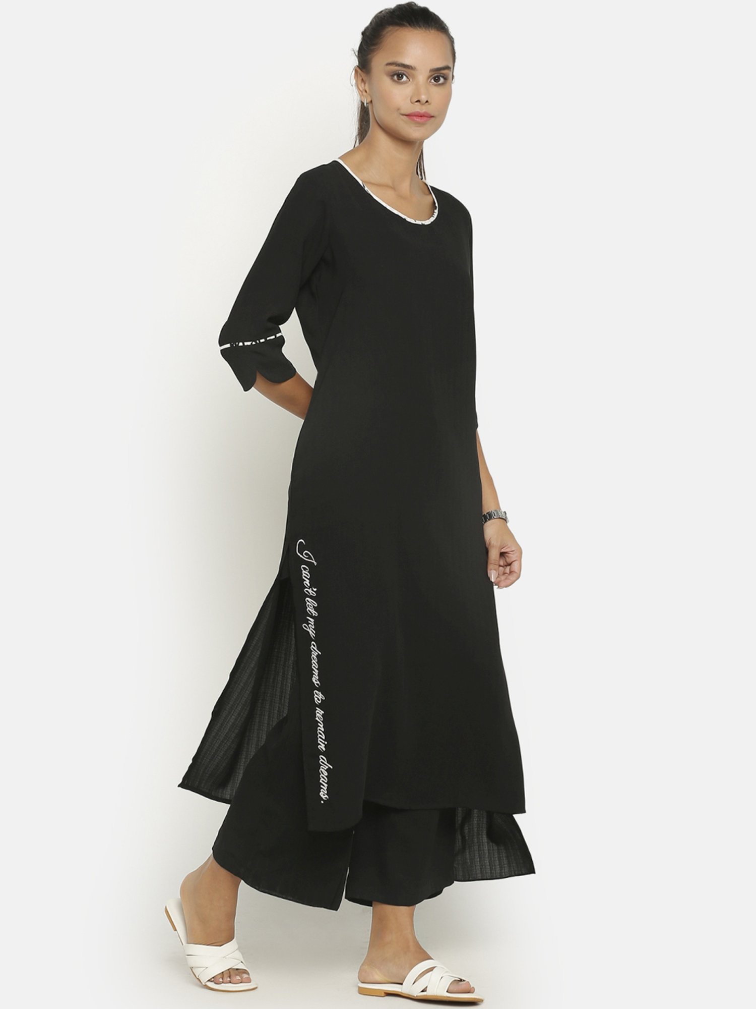 Office & You Black Straight Kurta