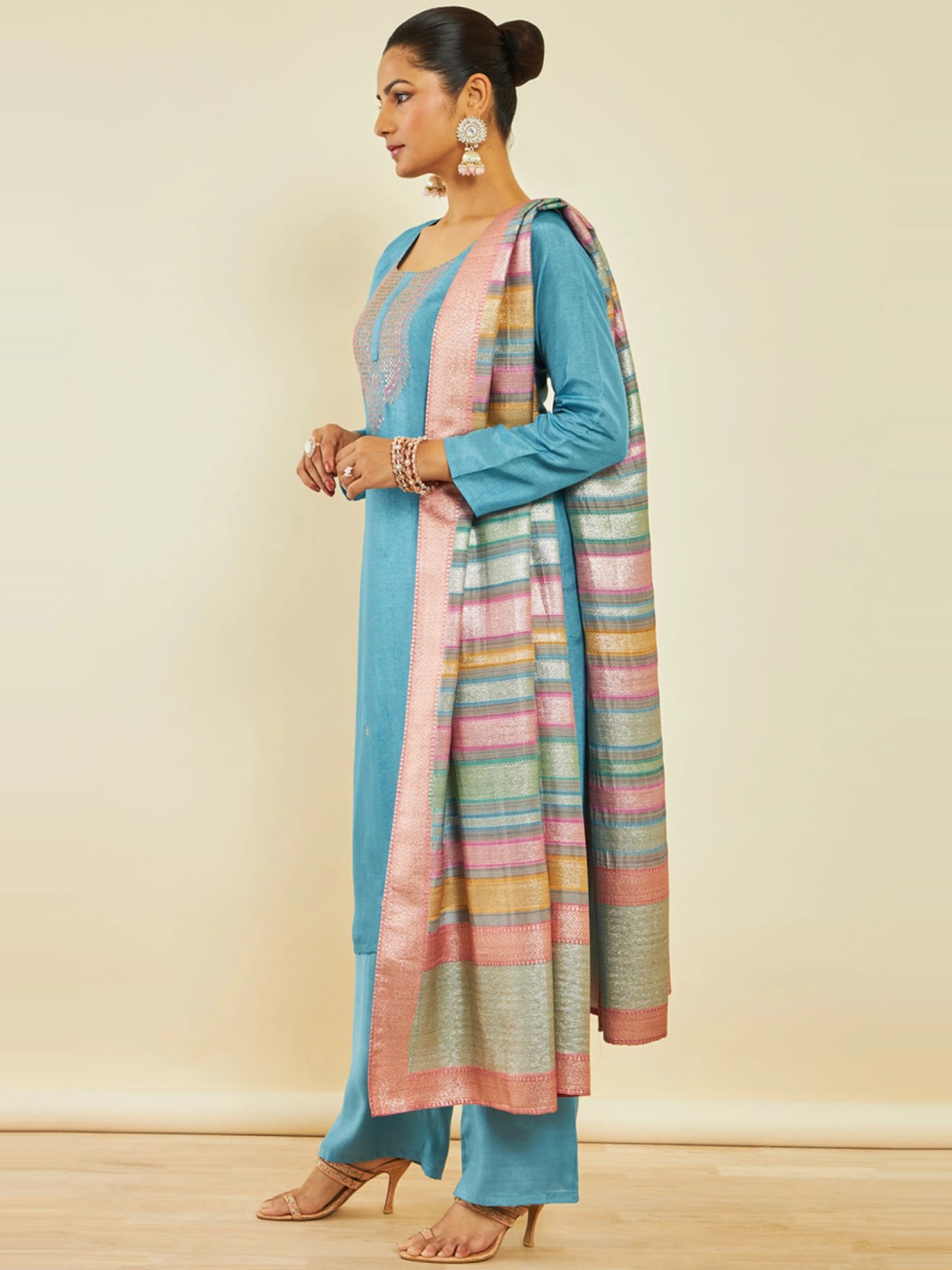 Soch Powder Blue Embroidered Unstitched Dress Material