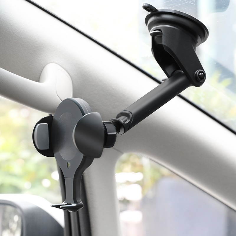 Universal Wireless Car Cell Phone Holder Mount, Qi Fast Wireless Charging Long Arm Vent Dashboard Windshield for Cellphones