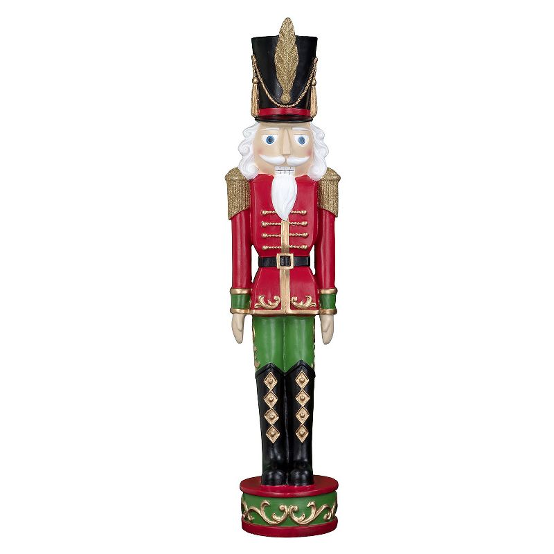 Haute Decor 37 Inch Regal Holiday Nutcracker Resin Plastic w/ Glittery Gold Accents Home Decor Figure for Indoor or Outdoor Use with Non Weighted Base