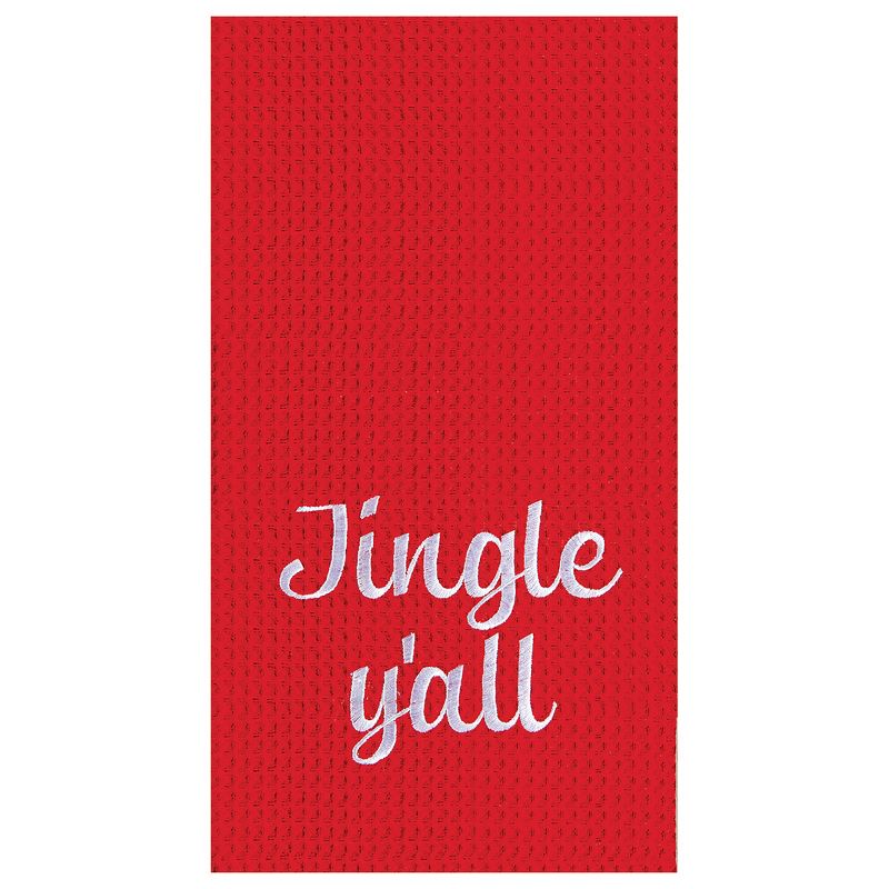 C&F Home Jingle Y 'all Waffle Weave Embroidered Cotton Kitchen Towel