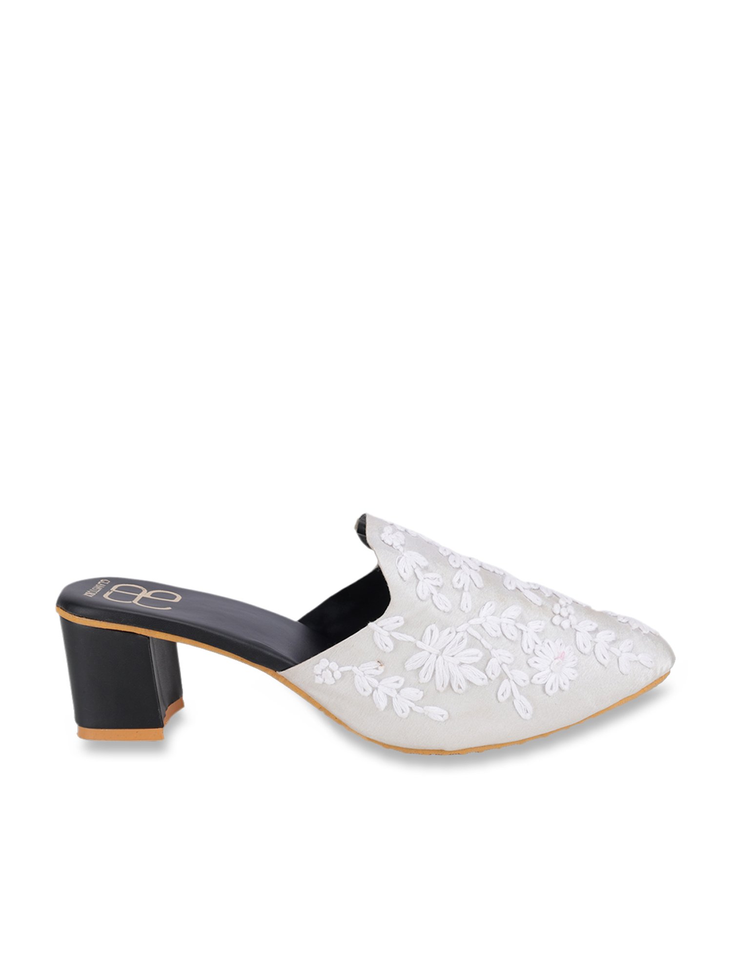 Glam Story Women's Masakali White Mule Shoes