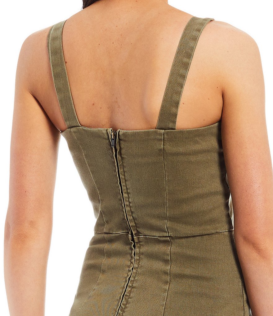 Copper Key Denim Faux Wrap Dress