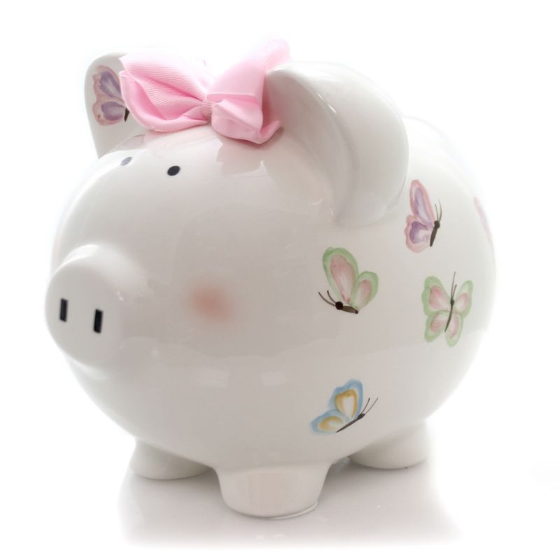 Bank 7.75" Petite Papillon Pig Bank Butterflies Money  -  Decorative Banks