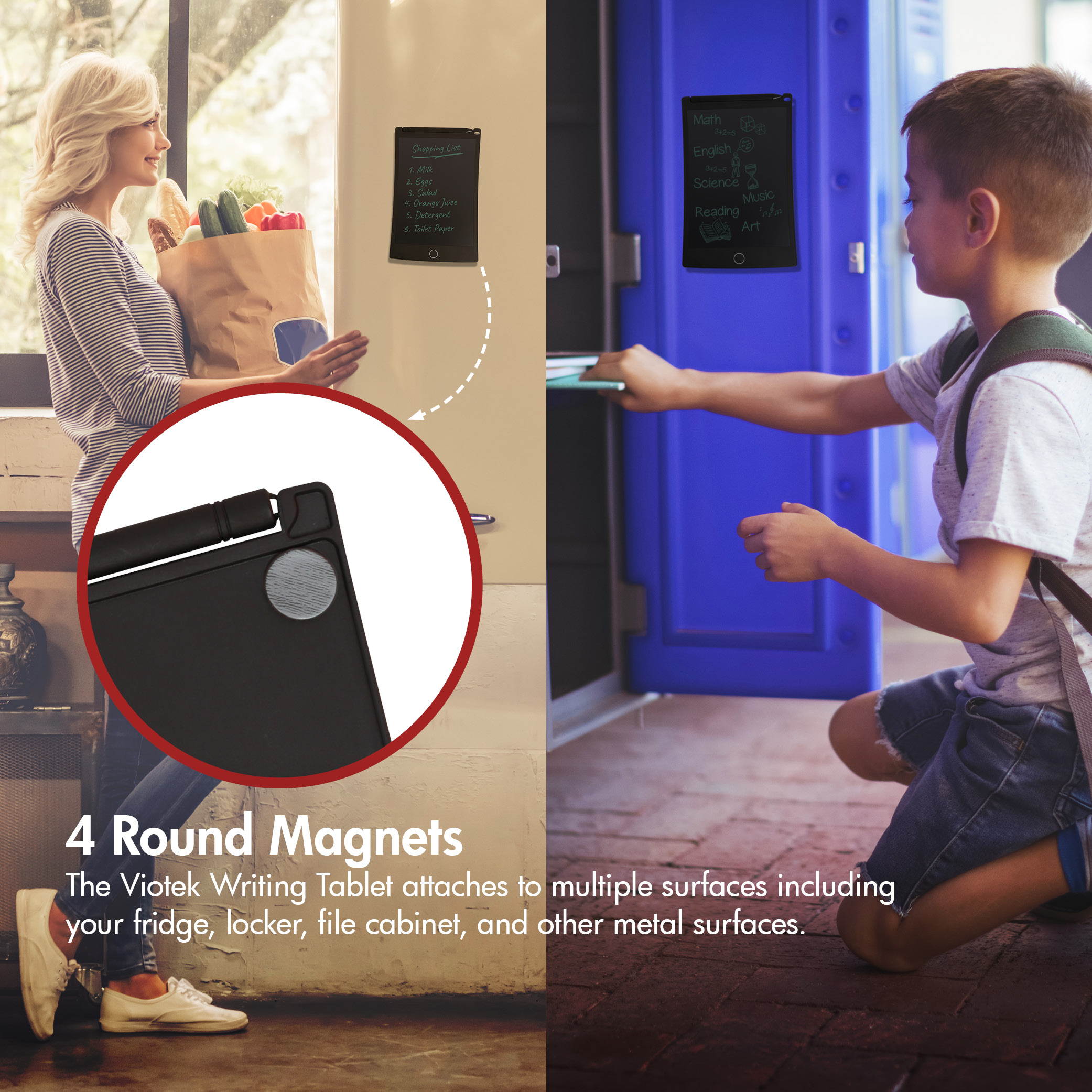 Viotek EWriter Writing Tablet - 8.5&rdquo; Writing Surface with Viotek Eye-Guard Technology, Comes with Stylus and Stylus Holder, Lightweight, Green Ink Markings, 4 Magnets  - LCD Drawing Tablet